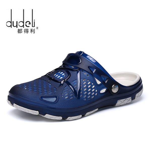 

dudeli 2021 new arrival men summer beach slipper breathable water sandals male gardening shoe hollow out beach flip flops, Black