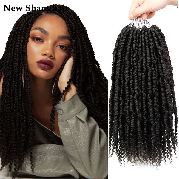 

14" bomb twist crochet hair with curly ends synthetic hair extension spring short passion crochet braids soft fluffy braiding hair bs02, Black
