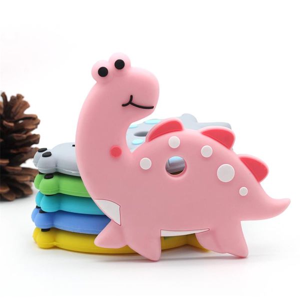 

food grade silicone teethers diy animal dinosaur baby ring teether infant silicone chew charms kids teething gift toddler toys
