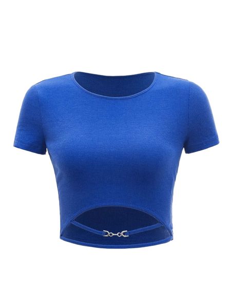 

chain detail cutout rib knit 15dm#, White