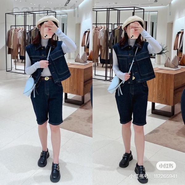 

women's knits & tees designer different market xiaohe ic22ss early spring soil primary color cowboy vest coat leisure temperament shirt, White