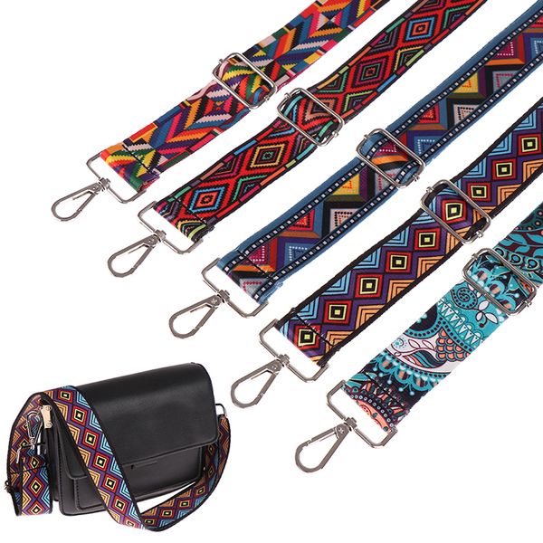 

1pc nylon bag strap woman colored straps for crossbody messenger shoulder bag accessories adjustable embroidered belts straps, Black
