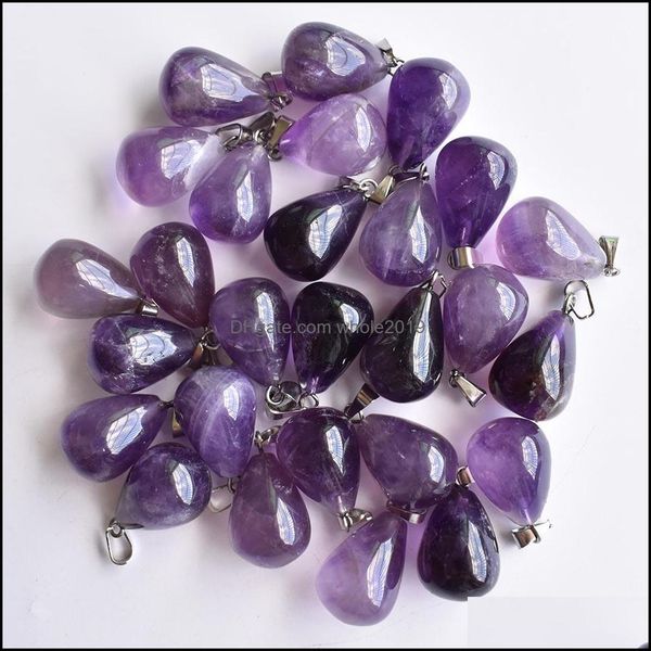 

charms jewelry findings components water drop stone beads pendants wholesale natural amethysts for diy necklace dhop6, Bronze;silver