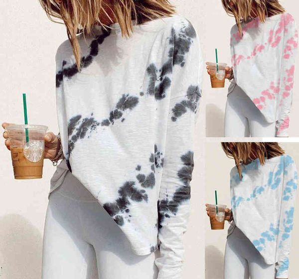 

women's t-shirt white crew neck long sleeve digital print t-shirt tfki