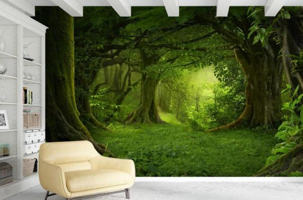 Cenário da floresta 3D papel de parede mural Rolos de quarto para decoração Papéis de parede de fundo na parede 3D e 5D Papel de Parede para Quarto