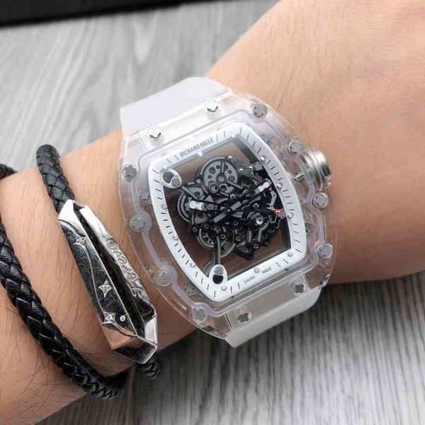 

richa milles r mechanical watch transparent wine barrel type high-grade handsome deep waterproof full-automatic male wms0, Slivery;golden