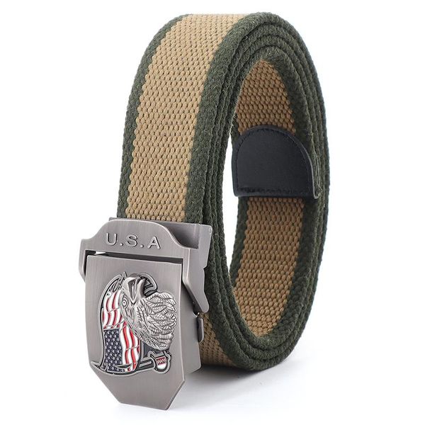 

belts men&women canvas belt automatic buckle american flag color british men's thick fashion designer jeans, Black;brown