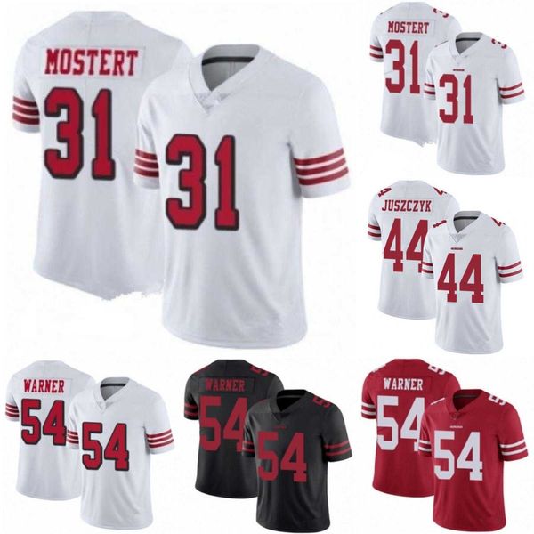 

football jerseys san francisco''49ers''men women youth 31 raheem mostert 54 fred warner 44 kyle juszczyk 11 brandon aiyu, Black;red