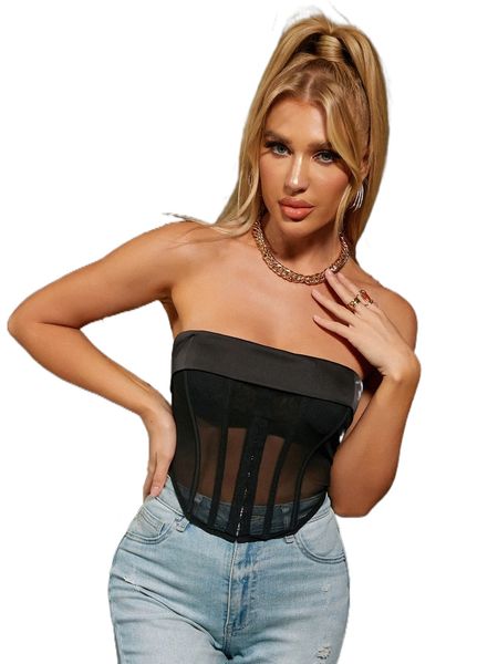 

parthea zip back asymmetrical hem mesh tube l7c5#, White