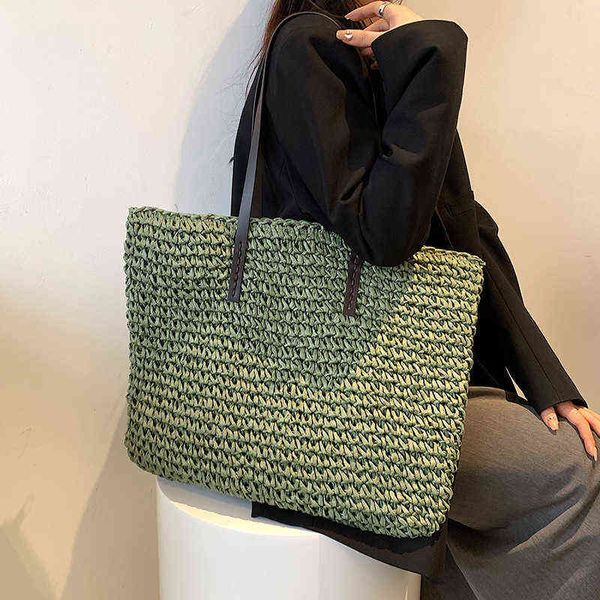 

new leisure straw woven bag small fresh beach weaving sense fashion ins fashion capacity women's bag single shoulder bag 220514