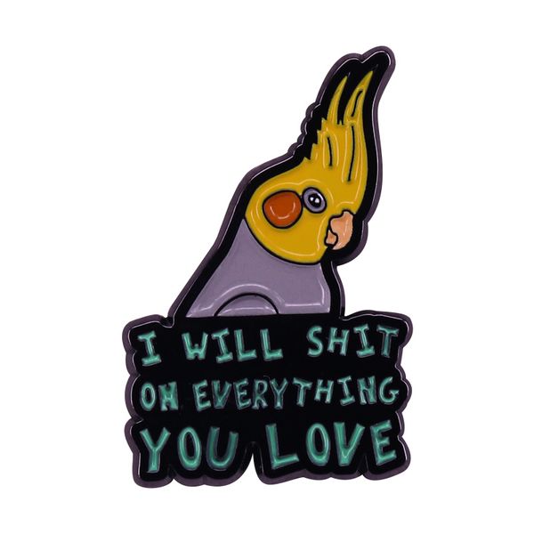

funny bird parrot lovers lapel pin with shit happens - aesthetic cockatiel doodle, Blue