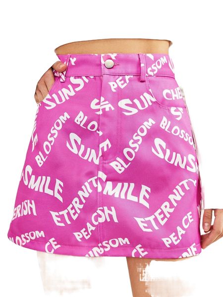 

allover letter graphic skirt f3uw#, Black