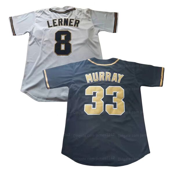 

custom men women youth 33 murray 8 lerner baseball jersey high school jerseys stitched any name number qualit, Blue;black
