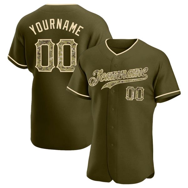 

custom olive camo-khaki authentic salute to service baseball jersey, Blue;black