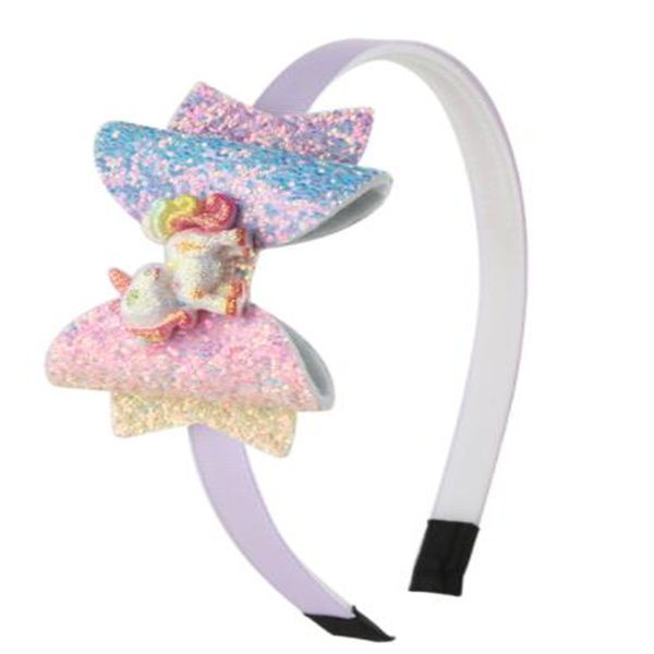 

gradient sequin bowknot children's party rainbow bowknot headband headdress s7, Slivery;white