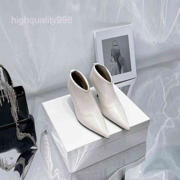 

boots high end quality short boots pointed thin heel ankle autumn winter leather style solid color versatile high-heeled single, Black