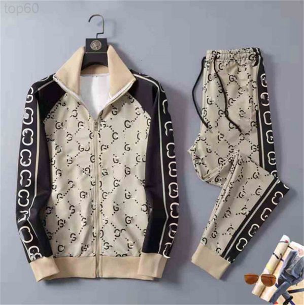 

men's tracksuits designer 2021 spring new men's g fashion casual sportswear zipper jacket and pants 5qn8, Gray
