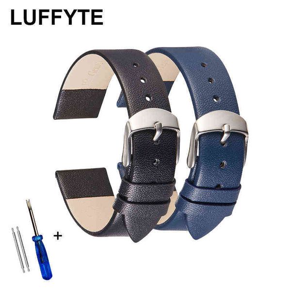 Cinturino in vera pelle di vacchetta 14mm 16mm 18mm 20mm 22mm Cintura con cinturino liscio sottile per DW es Galaxy Gear S3 G220420