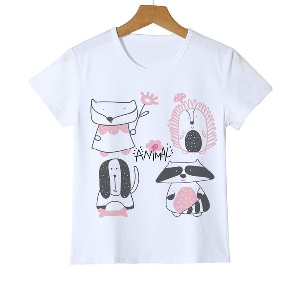 T-Shirts Çocuk T-Shirt /Köpek /Rakun /Kirpi Baskı Gündelik Tişört Kız Yaz Bebek Tees Est Genç Çocuk Üstleri Teet-Shirts T-Shirt-S