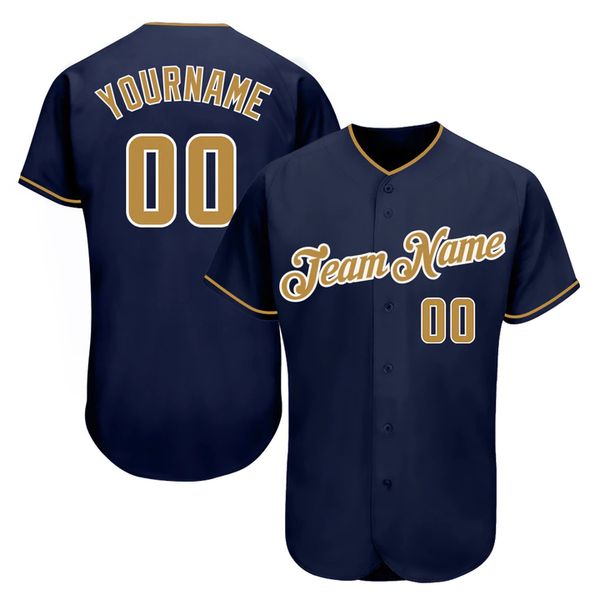 

custom navy old gold-white authentic baseball jersey, Blue;black