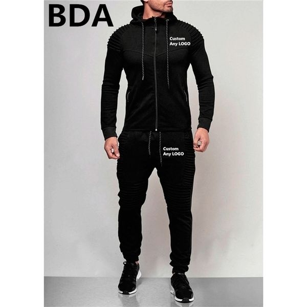 BDA Man Custom Any Sweatshrts Herren Sport Hoodies Sets Unisex Frühling Anzüge Oberbekleidung Reißverschluss Fleece Männliche Mäntel Trainingsanzüge 201116