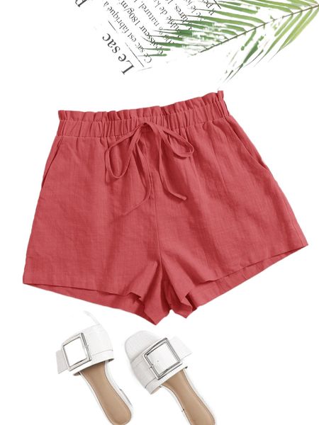 

paperbag waist slant pocket shorts k2ds#, White;black