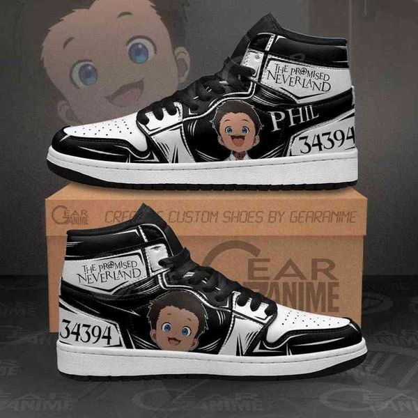 

phil the promised neverland sneakers custom anime shoes, Black