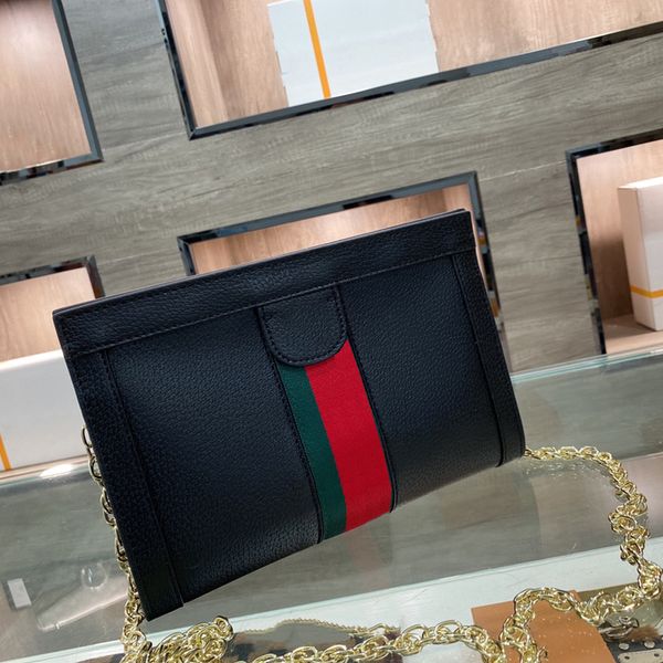 Designer di lusso Borse a tracolla a righe verdi rosse Borsa a tracolla a catena in vera pelle di alta qualità Borsa da donna Essenger Designer