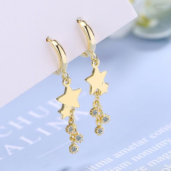 Dangle Chandelier Star Cubic Zirconia Drop Brincos para mulheres Jóias de moda 2022 Anéis de ouvido Trendy Girls Party Wedding Gift Korean