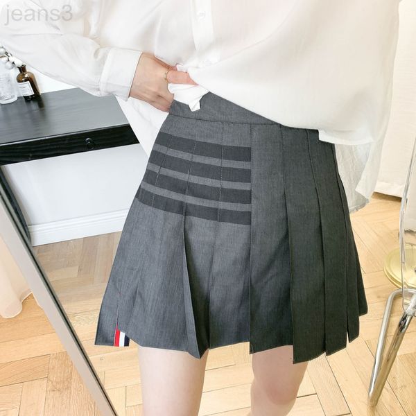 

skirts designer tb half body pleated skirt women's summer style short high waist black white gray anti tarnish jk suit material small a