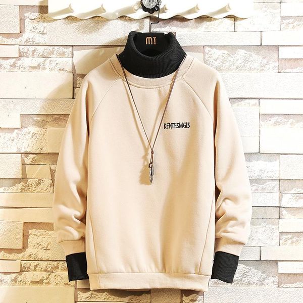 

men's hoodies sweatshirts autumn and winter plus velvet thick sweater loose casual jacket half high neck pullover trendmen's embp, Black