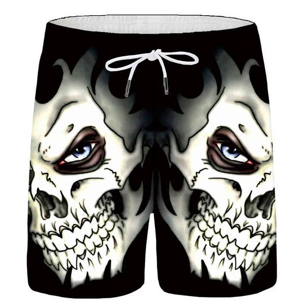 

men's shorts kyku skeleton 3d digital printed capris casual pants, White;black