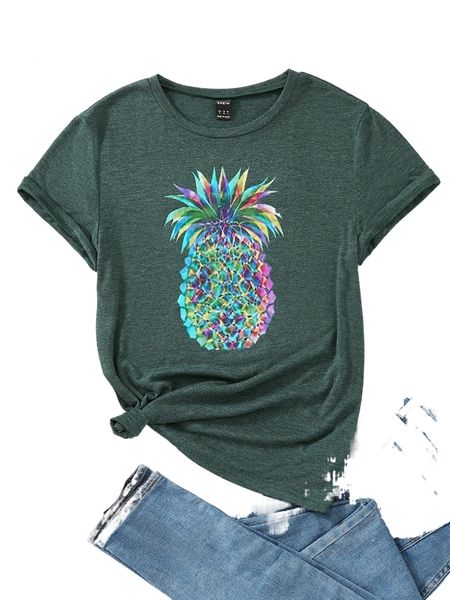 

pineapple print r.ound n.eck tee d2c3#, White
