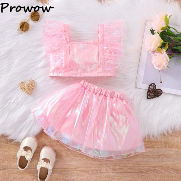 Kleidung Sets Prowow 0-3y Pink Baby Kleid Set süße süße Rüschen Top-Röcke 2pcs für Kinder Kleinkind Mädchen Kleidung Sommerkinder Kleider