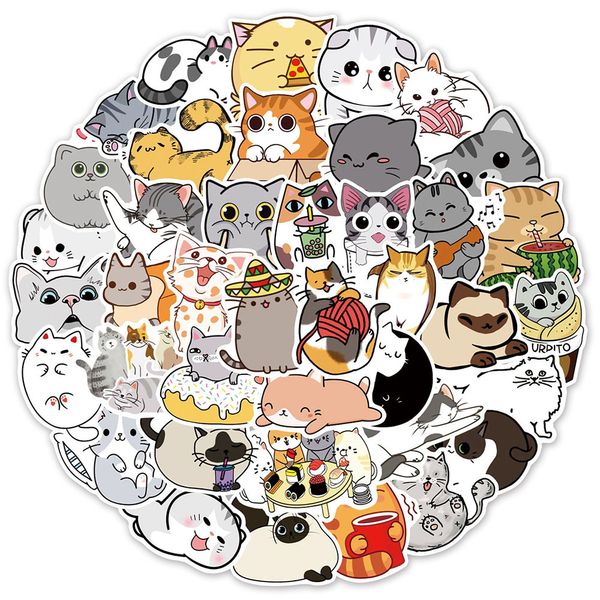 Impermeabile 10/30/50pcs Cute Animal Cat Stickers Graffiti Cartoon Decalcomanie Scrapbook Diario Laptop Telefono Chitarra Adesivo impermeabile per bambini Adesivo per auto giocattolo