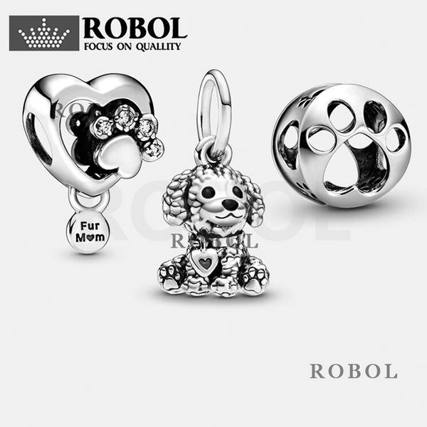 2022 Série de brinquedos mais recente Charme 925 Sterling Silver Pandora Charms para Bracelets Jóias Diy Modelos de cães fofos Caixa de atacado vibrante e brincalhão