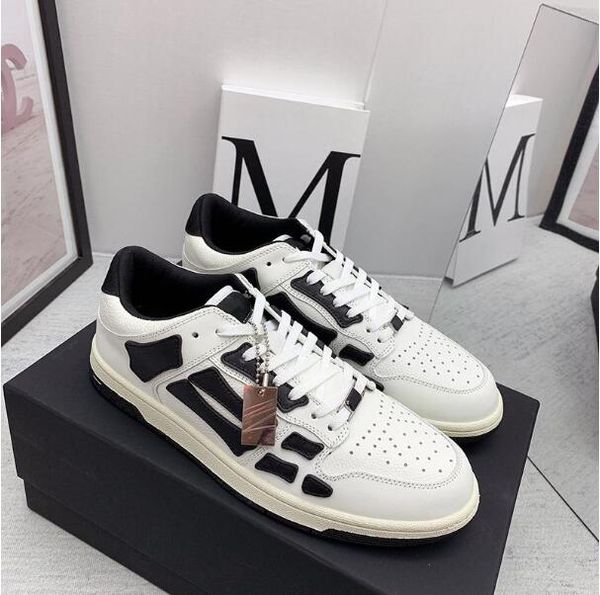 

new luxury van gogh quality brand leisure shoes ami men's bone stitching leather platform ri sports 38-45 yards, Black