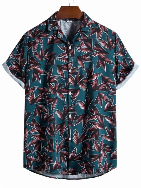 

men random plant print high low shirt p8tk#, White;black