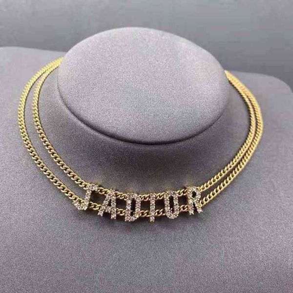

fine jewellery double clavicle chain letter inlaid diamond necklace bracelet, Black
