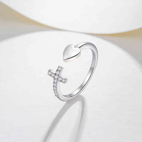 

rings christian jewelry love copper cross ring women's heartshaped simple tanabata, Silver
