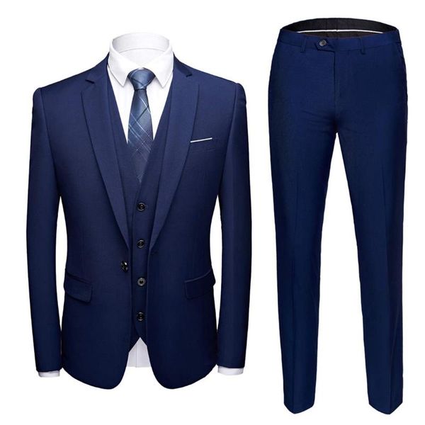 Herrenanzüge, Blazer, blauer Mantel, Hose, Herrenanzug, Design, neuester Blazer, komplette 3-teilige Sets, Freund, Abschlussball, für Hochzeitskleid, luxuriöser Herrenanzug