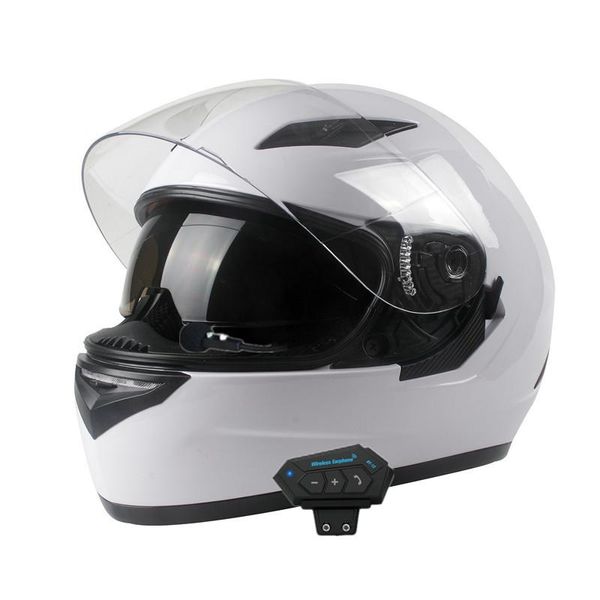 Capacetes de motocicleta Capacete Bluetooth externo com lente dupla Casco Moto Cool Full Face Black Mod para motocicleta