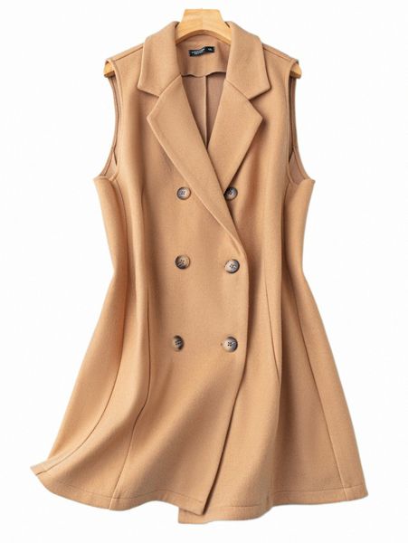 

plus lapel collar double breasted overcoat c0gs#, Black