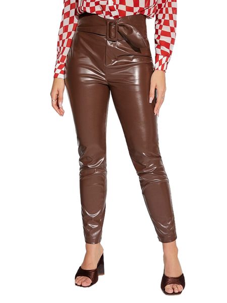 

high waist pu leather pants p0db#, Black;white
