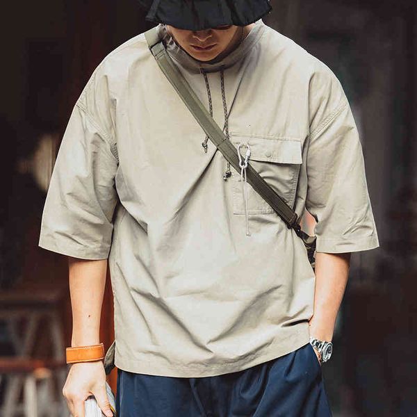 

men's t-shirts madden work clothes leisure mountain drawstring patch bag short sleeved t-shirt loose light breathable half shirt tee me, White;black