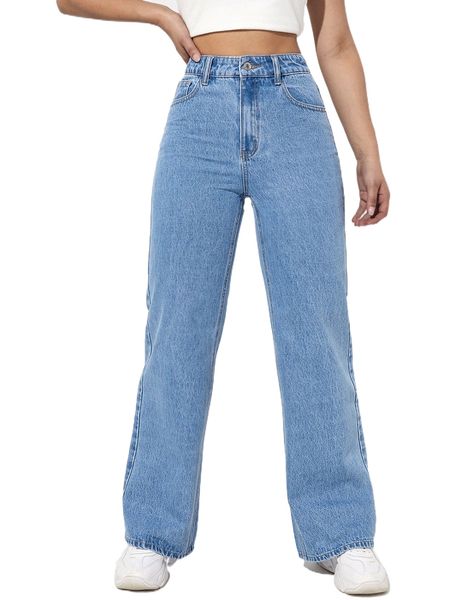 

high waist wide leg jeans n2fd#, Blue