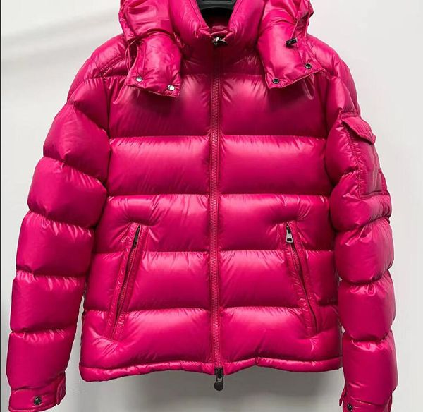 Hochwertige Herren Damen Jacken Parka Damen Klassische Daunenmäntel Outdoor Warme Feder Winterjacke Unisex Mantel Outwear Paare Kleidung Asiatische Größe M-2XL Rose Rot