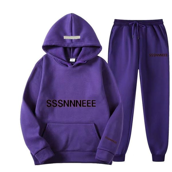 Men's Set Women Tracksuit conjuntos de suéter de suéter de suéter de pó de trilhas de trilhas de duas peças conjuntos de camisolas ternos de suor Suad Letras 3D Letras Impresso calças de calças de calça PLUS PLUS