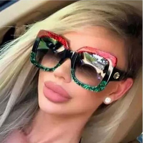 

phoemix big frame square sunglasses women italian brand designer sun glasses female 2020 red green oculos ladies shades glasses2657, White;black