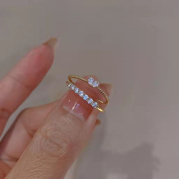 

glitter women fashion ring with side stones vintage jewelry gold, Silver